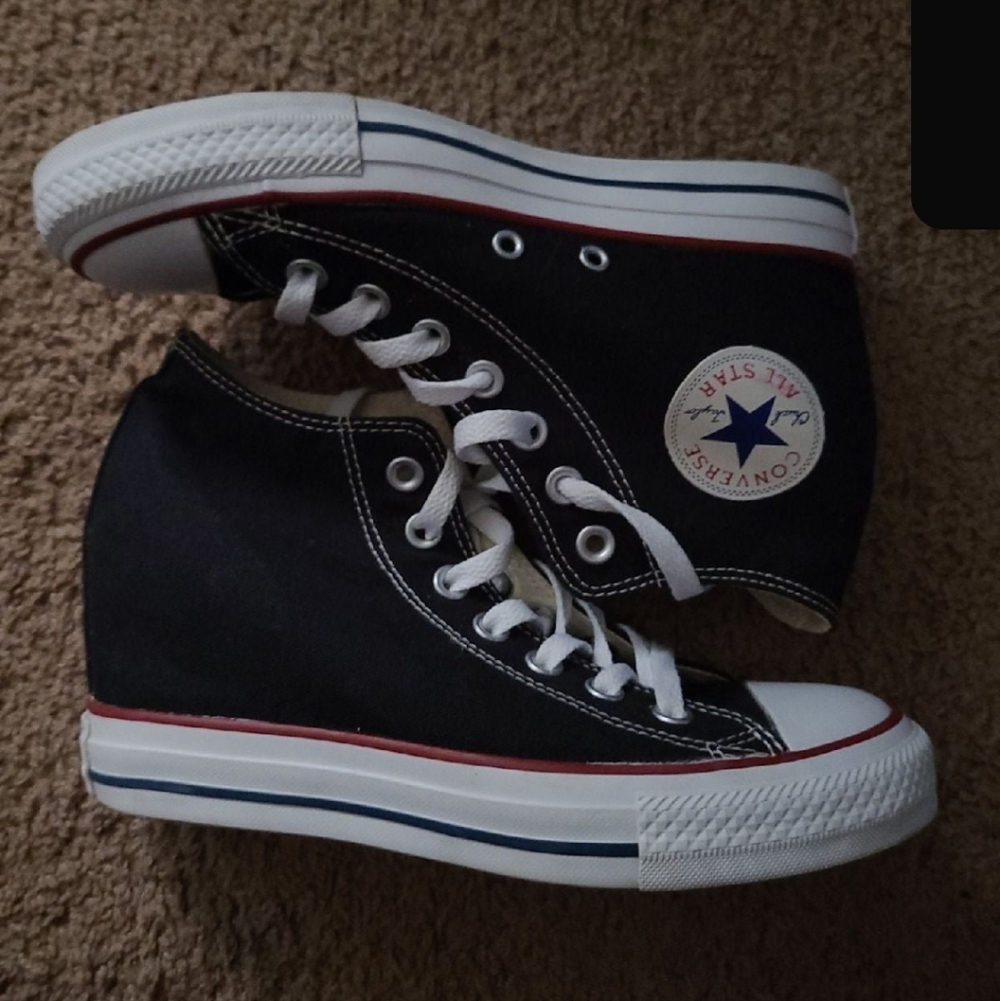 Converse Black and White High-Top Sneakers-Hidden Wedge - Picture 4 of 4